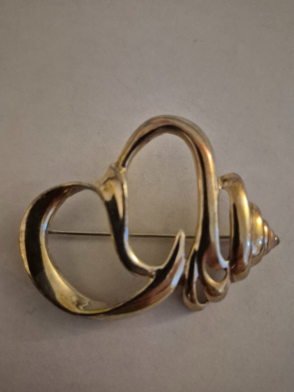 Vintage Taxco Mexico Molina SMM TM-90 Sterling Silver Gold Wash Conch Brooch Pin